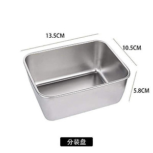 Hộp Đựng Thực Phẩm Tủ Lạnh, Đồ Ăn Bằng Inox 304 Có Nắp Nhựa Kèm Theo Tiện Lợi (135x105x58 mm)