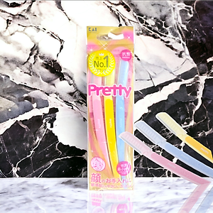 Dao Cạo Lông Mày Cán Dài Kai Pretty 01628-GA0053 (Set 3 cây)