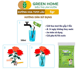 10Gói Dưỡng Hoa Tươi Lâu Greenhome, Longlife, Bón Cho Hoa Cắt Cành, Gói 5gr, Lâu Tàn, Không Hôi Nước
