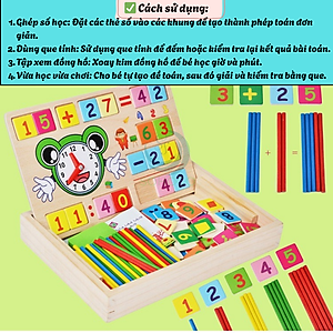 Bộ Đồ Chơi Học Toán Thông Minh Kèm Đồng Hồ Cho Bé- Hộp Đồ Chơi Gỗ Giáo Dục – Học Số, Phép Tính và Thời Gian- Bộ Lắp Ghép Số Toán Học Kèm Đồng Hồ Gỗ Cho Trẻ- Bộ Học Toán Tư Duy Montessori Cho Bé- Bộ Đồ Chơi Gỗ Toán Học & Nhận Biết Giờ Giấc