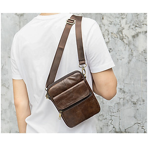 Túi đeo chéo nam DA BÒ THẬT phong cách mới  - BEE GEE DCN9213