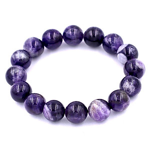 Vòng tay chuỗi hạt thạch anh tím than 12 ly 17 hạt