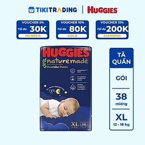 Tã quần Huggies Naturemade ban đêm XL 38 miếng