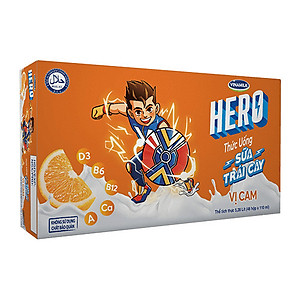 Thức uống sữa trái cây vị cam Vinamilk Hero - Thùng 48 hộp 110ml