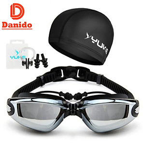 Kính bơi nam nữ tráng gương cao cấp có bịt tai - Kính bơi chống tia UV, chống sương mù thiết kế chống trơn trượt, co giãn - Hàng chính hãng D Danido  