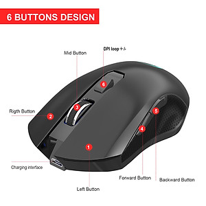 Portable RGB LED 2.4G Wireless Mouse Ergonomic Silence Rechargeable Mice for Desktop Laptop