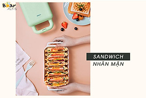 Máy Nướng Bánh Mỳ, Máy Kẹp Bánh Mỳ Sandwich-Waffle BEAR DBC-C06M1 Dung Tích 0.8 Lít, Công Suất 600 W - Hàng Chính Hãng