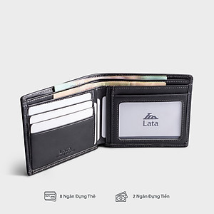 Ví nam da bò Lata ( Thời trang nam gấp 2 dáng ngang - Ví da thật LVN97 )