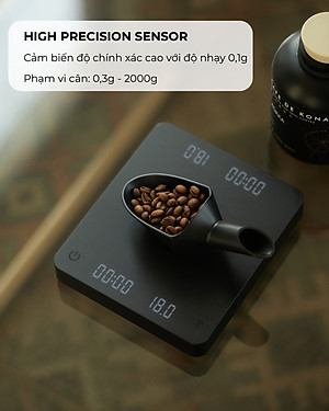Cân điện tử GHOST 2 mặt cho pha chế cà phê đồ uống có đếm giờ CAFE DE KONA pin sạc