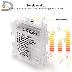 Dây đèn led đom đóm nhấp nháy đồng bộ theo nhạc 10 mét vàng nắng 