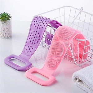 Dây tắm chà lưng 2 mặt silicon cao cấp massage thư giãn tẩy tế bào chết tiện ích - đai tắm cọ lưng silicon