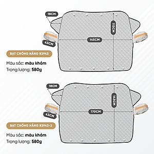 Bạt Chống Nắng Kính Trước Xe Ô Tô Loại Lớn, Có Bọc Gương Chiếu Hậu - Chống Tia UV, Tia Cực Tím