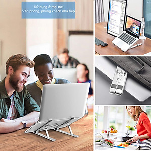 Giá Đỡ Laptop Hợp Kim Nhôm Cao Cấp Có Thể Gấp Gọn - Đế Tản Nhiệt Laptop - Macbook, Máy Tính Xách Tay - 07 Vị Trí Điều Chỉnh Góc Độ - Hàng Chính Hãng - VinBuy