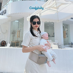 Địu ngồi trẻ em cao cấp siêu mềm 4 tư thế công nghệ Air Mesh thoáng khí - Comfybaby CF818 - tặng yếm tam giác