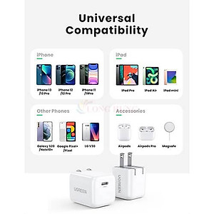 Cốc sạc Ugreen Foldable Mini Fast Charger 20W CD249 - Hàng chính hãng