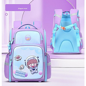 Balo chống gù cho bé đi học tiểu học form hộp đứng nhiều ngăn vải Oxford cao cấp BF18-138L