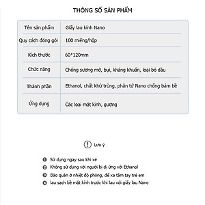 Hộp 100 Khăn Lau Kính Nano, Chống Bám Hơi Nước, Chống Bụi Bẩn - Khăn Lau Kính Nano Hộp 100 Miếng Giấy Lau Kính Chống Bám Hơi Nước, Lau Sạch Vân Tay Bụi Bẩn