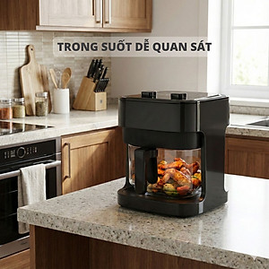 Nồi chiên không dầu thủy tinh Mishio MK373 - Dung tích 7 lít lòng nồi không bong tróc gỉ sét - Hàng chính hãng