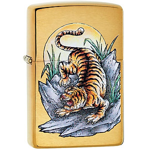 Bật Lửa Zippo 49116 – Zippo Tiger Tattoo Design Brushed Brass