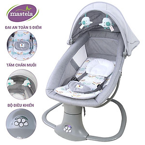 Nôi ru ngủ thư giãn kết hợp ghế ngồi đọc sách cho bé nhạc trắng Mastela 8104/8106 - điều khiển từ xa - kết hợp Bluetooth