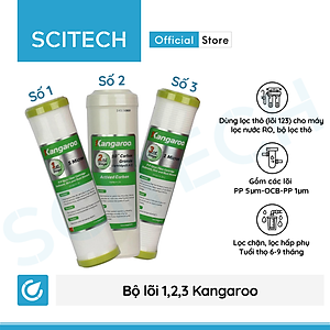 Bộ lõi số 1,2,3 10 inch by Scitech (Lõi PP5-OCB-PP1 dùng thay thế máy lọc nước Karofi, Kangaroo, Mutosi) - Hàng chính hãng