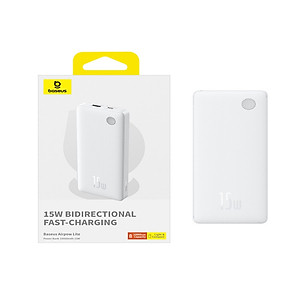 Pin Dự Phòng Baseus Airpow Lite Power Bank 10000mAh 15W (Kèm Cáp Dữ Liệu Simple Series USB sang Type-C dài 30cm)- Hàng Chính Hãng