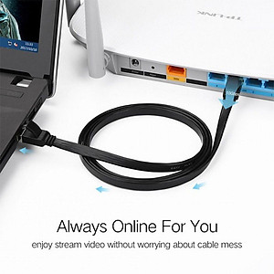 Ugreen UG50182NW102TK 30M cáp mạng dẹt Cat6 26AWG CCA Gigabit UTP LAN màu đen - HÀNG CHÍNH HÃNG