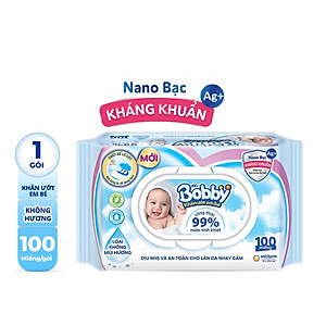 Khăn Ướt Em Bé Bobby Không Mùi Gói 100 Miếng