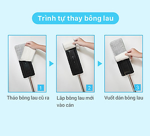 (Chọn Loại) Bông Lau Thay Thế MyJae Sợi Microfiber Dành Cho Cây Lau Nhà Tự Vắt 2 Ngăn 33cm x 12cm