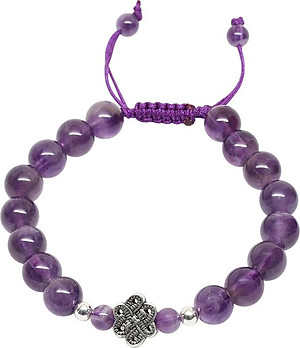 Vòng Mala Thạch Anh Tím Mix Charm Bạc Ngọc Quý Gemstones VT106