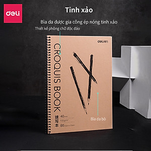 Sổ Vẽ Phác Thảo Deli 40 Trang - Gáy Lò Xo - Khổ Ngang A4/B5 - Giấy Định Lượng 100Gsm / 110Gsm - 7696 / 7697 / 73632