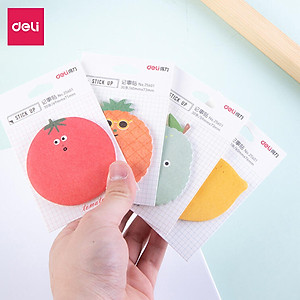 Giấy nhớ giấy nhắn hình hoa quả 73mm x 60mm Deli - Giấy note ghi chú -  1 tệp - 25601