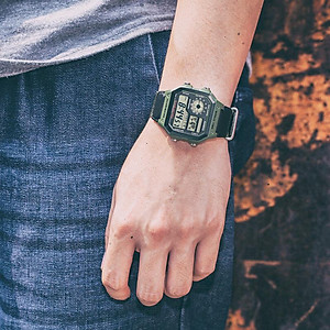 Đồng Hồ Casio Nam Dây Da Phối Vải AE-1200WHB-3BVDF