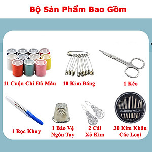 Bộ May Vá Quần Áo Đa Năng Cho Gia Đình KUNBE Kèm Hộp Đựng Kim Chỉ