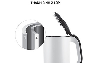 Ấm Đun Siêu Tốc Lock&Lock 2 Lớp Ruột Bình Bằng Thép Không Gỉ EJK738 (1.7L) - Hàng Chính Hãng, Tặng Kèm Cọ Rửa Và Ống Hút