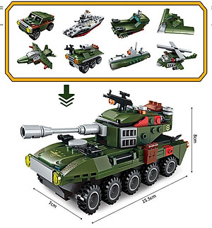 Đồ chơi lắp ghép XE Tank 8 trong 1 với hơn 313 chi tiết Bằng nhựa ABS an toàn