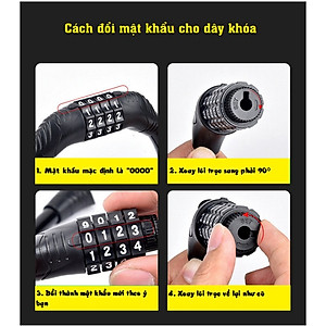 Khóa Xe Đạp Xe Máy 4 Số Chống Trộm Bọc Cáp (Đen)