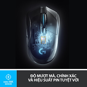 Chuột game không dây Lightspeed RGB Logitech G703 - Cảm biến Hero 25k, tương thích PowerPlay, nhẹ 95g+10g cân tùy chỉnh, pin 60h, PC/Mac - Hàng chính hãng