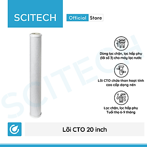 Lõi lọc nước số 3 CTO 20 inch by Scitech dùng trong máy lọc nước RO, bộ lọc thô - Hàng chính hãng