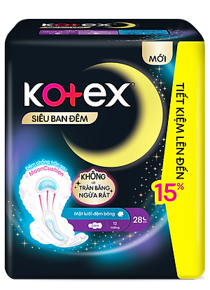 Combo 2 Băng Vệ Sinh Kotex Ban Đêm Đệm Sau 28cm (12 miếng/Gói)