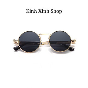 Kính râm Mắt tròn Hàn Quốc cao cấp gọng kim loại lò xo xoắn