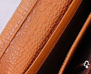 Ví nữ da bò vân cá sấu nhỏ 2 gấp nhiều màu Huy Hoàng HT3101-02-03-04