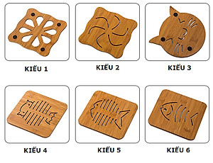 Combo 5 đế lót nồi bằng gỗ chịu nhiệt hình thú (giao mẫu ngẫu nhiên)