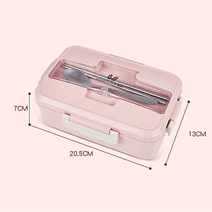 Hộp Cơm Văn Phòng Giữ Nhiệt Tiện Ích Hiện Đại 3 Ngăn Kèm Bộ Đũa Thìa INOX – Chất Liệu Lúa Mạch An Toàn Cho Sức Khỏe – Hàng Chính Hãng MINIIN