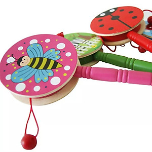 Bộ 1 Chiếc Đồ Chơi Gỗ Trống Lắc Cầm Tay Baby In Hình Ngộ Nghĩnh Đáng Yêu Cho Bé Phát Triển Khả Năng Cảm Thụ Âm Thanh Và Vận Động(Họa Tiết Ngẫu Nhiên)