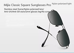 Xiaomi Xiaomi Mijia cổ điển vuông kính mát Pro khung thép không gỉ Nylon ống kính phân cực UV bảo vệ chống lại dầu vết bẩn screwless