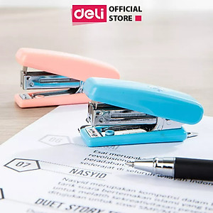  Dập ghim mini #10 Deli, 12 trang, Xanh, Hồng - 1 cái E0222