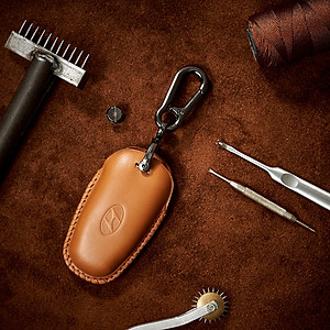 Bao Da Chìa Khóa Ô Tô Handmade Hyundai Santafe 2021 4 nút da bò thật - hàng chính hãng