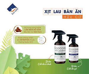 Xịt Lau bàn ăn hữu cơ Bồ hòn tinh dầu Quế 500ml thương hiệu Ecocare