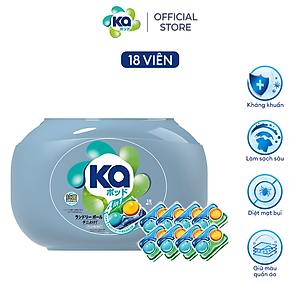 Viên Giặt Quần Áo loại bỏ mạt bụi KA pod Anti-dustmite 4trong1 diệt mạt bụi, làm sạch sâu, kháng khuẩn, giữ màu vải (18 Viên/ Hộp)